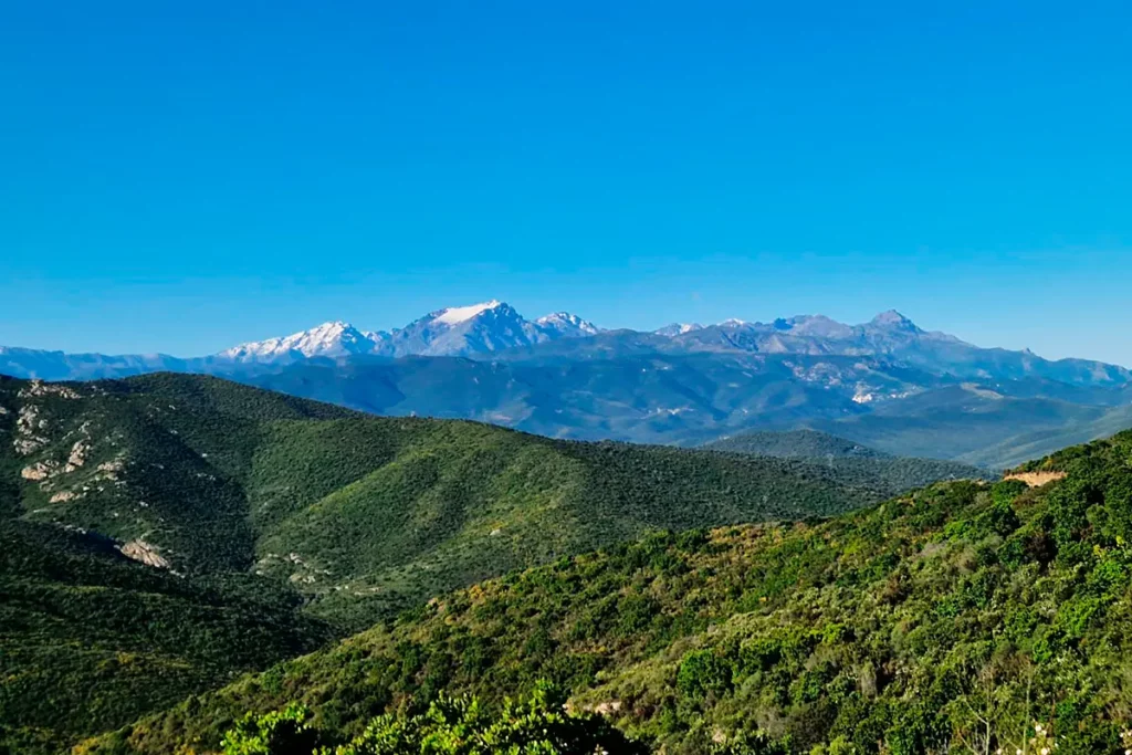 Corse sommets enneigés
